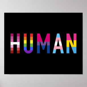 Poster Homme avec drapeau de pan lesbienne, gay, bi, tran