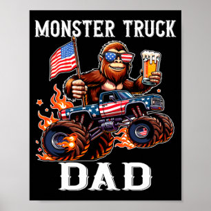 Poster Homme camion monstre papa course bigfoot bière usa