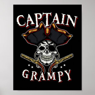 Poster Homme Capitaine Grampy Pirate Casquette Et Crâne B