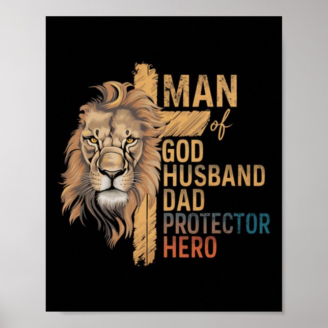 Poster Homme De Dieu Marier Papa Protecteur Héros Lion Pè (Devant)