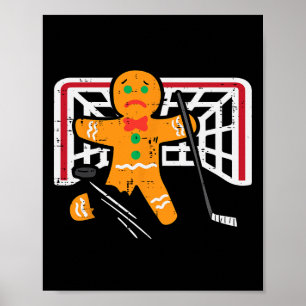 Poster Homme de pain d'épice de Noël de hockey sur glace