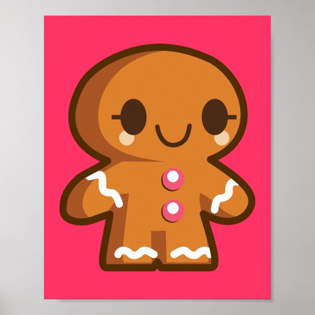 Poster Homme de pain d'épices mignon (Devant)