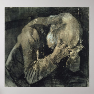 Poster Homme de Vincent van Gogh avec sa tête dans des