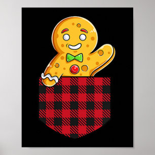 Poster Homme en pain d'épice en poche drôle Noël Cookie B
