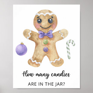 Poster Homme en pain d'épices - devine combien de bonbons