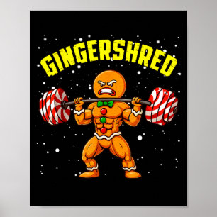 Poster Homme en pain d'épices drôle Gingershred Gym muscu