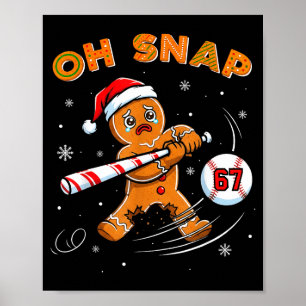 Poster Homme en pain d'épices drôle Oh snap 67 Baseball M