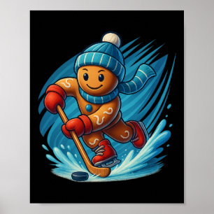 Poster Homme en pain d'épices jouant au hockey T-shirt de