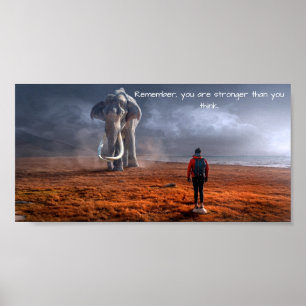 Poster Homme et éléphant - citation motivante