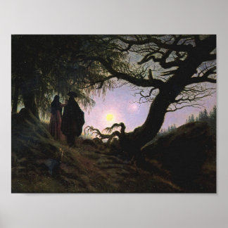 Poster Homme et femme sur la lune (Friedrich)