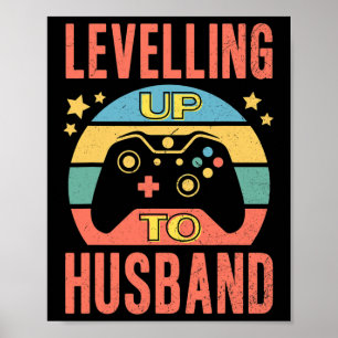 Poster Homme Gamer Mari Levelup Mariage Fiançailles