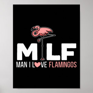 Poster Homme I Love Flamants roses Oiseau Amoureux Flaman