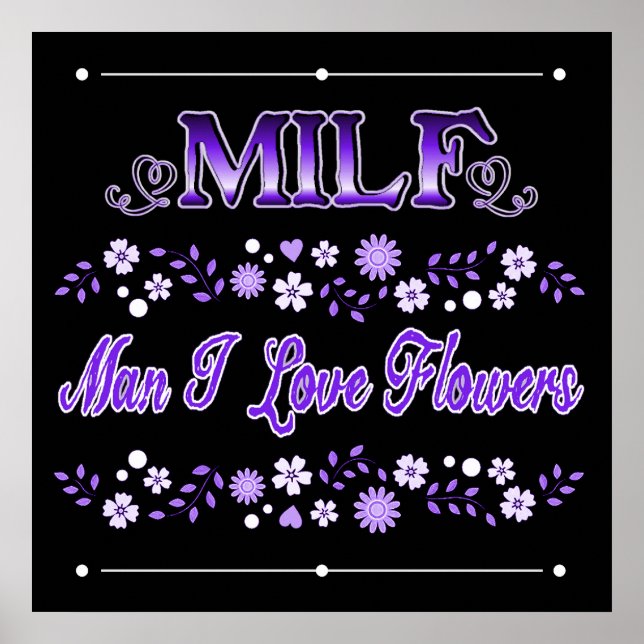 Poster Homme I Love Flowers Purple Text (Devant)