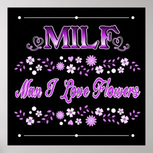 Poster Homme J'Aime Les Fleurs Texte Rose