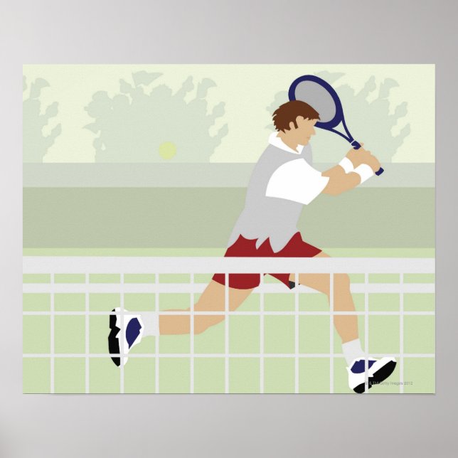Poster Homme jouant au tennis 2 (Devant)