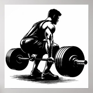 Poster homme lever poids corps constructeur art illustrat