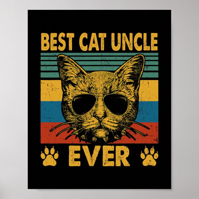 Poster Homme Meilleur Chat Oncle Jamais Drôle Chat Papa P (Devant)