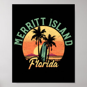 Poster Homme Merritt Island Floride Rétro Surfeur Vintage