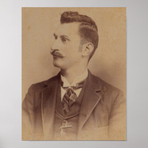 Poster Homme moustache bouclé des années 1890