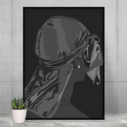 Poster Homme noir esthétique avec durag noir et blanc art
