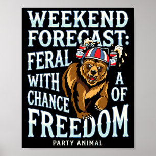 Poster Homme ours grizzly drôle patriotique été liberté