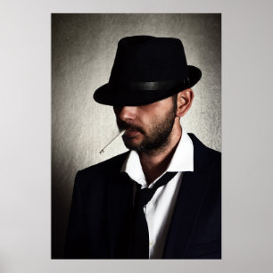 Poster Homme rétro fumeur