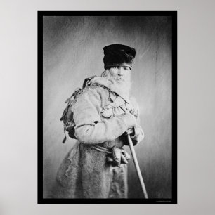 Poster Homme russe barbu utilisant un sac à dos 1880