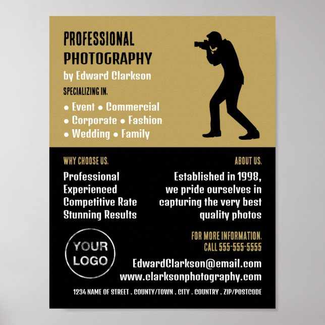Poster Homme Silhouette, Photographe, Location de photogr (Devant)
