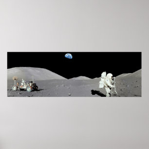 Poster Homme sur l'affiche de lune
