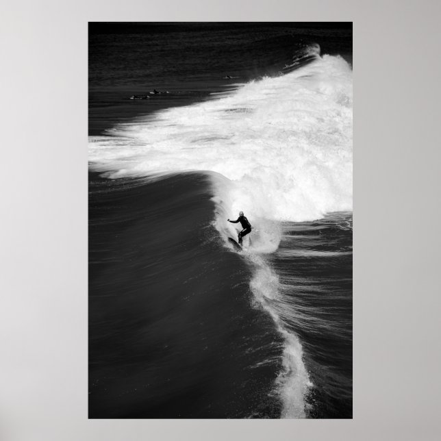 POSTER HOMME SURFANT SUR DE GRANDES VAGUES (Devant)