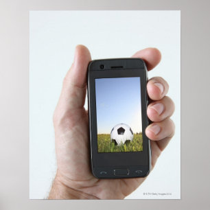 Poster Homme tenant un téléphone portable