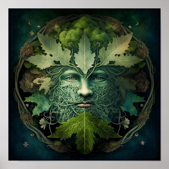 Poster Homme vert Mandala Imaginaire Art (Devant)