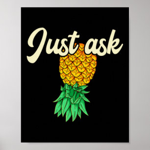 Poster Homme vintage tête en bas pineapple discrète deman