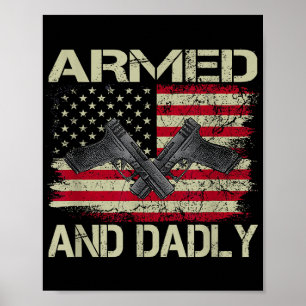 Poster Hommes Armés Et Papa Drôle Mortel Papa Pour Fête D