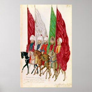 Poster Hommes avec des normes suivant le Seigneur à