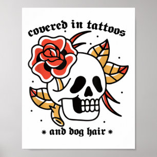 Poster Hommes Couverts De Tatouages Et Cheveux De Chien T