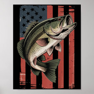 Poster Hommes Drapeau Américain Pêche Patriotique Grande