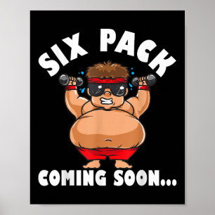 Poster Hommes Drôle Gym Six Pack Bientôt - Dessin Animé C