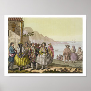 Poster Hommes et femmes en costume élaboré, Chili, de 'L