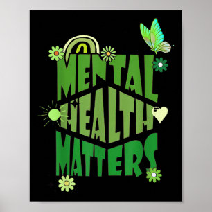 Poster Hommes Femmes Enfants Santé Mentale S Vert Ribbon