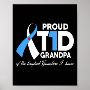 Poster Hommes Fier T1D Grand-père De Grand-Fils Diabète L
