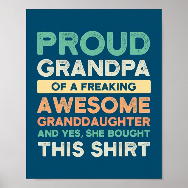 Poster Hommes grand-père fier de l'incroyable petite-fill (Devant)