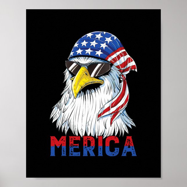 Poster Hommes Merica Eagle Mullet Drapeau américain États (Devant)
