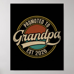 Poster Hommes Promus À Grand-Père 2026 Nouveau Grand-Père