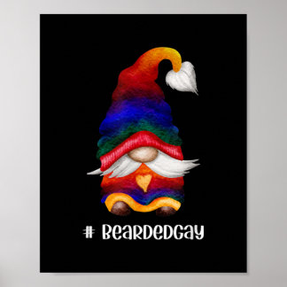 Poster Hommes Rainbow Heart Gnome Avec Barbe BearéGay