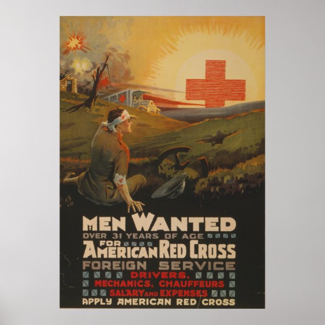 Poster Hommes Recherché pour la Croix-Rouge américaine (Devant)