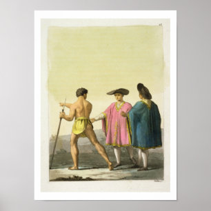 Poster Hommes utilisant les ponchos cérémonieux à