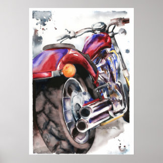 Poster Honda Fury Motorcycle aquarelle par Jamie Hansen