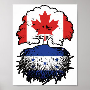 Poster Honduras Le drapeau hondurien canadien des racines