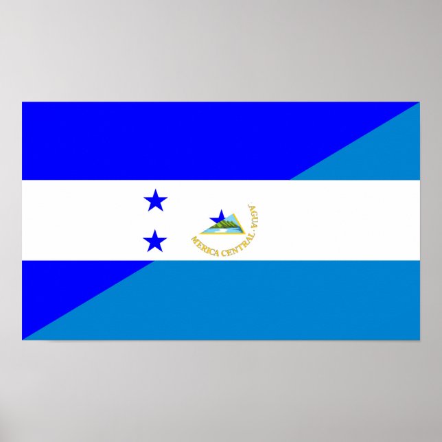 Poster honduras nicaragua demi drapeau symbole du pays (Devant)